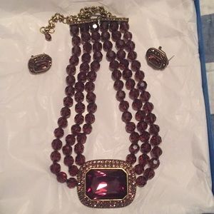 Heidi Daus 3 strand necklace/earrings pierced